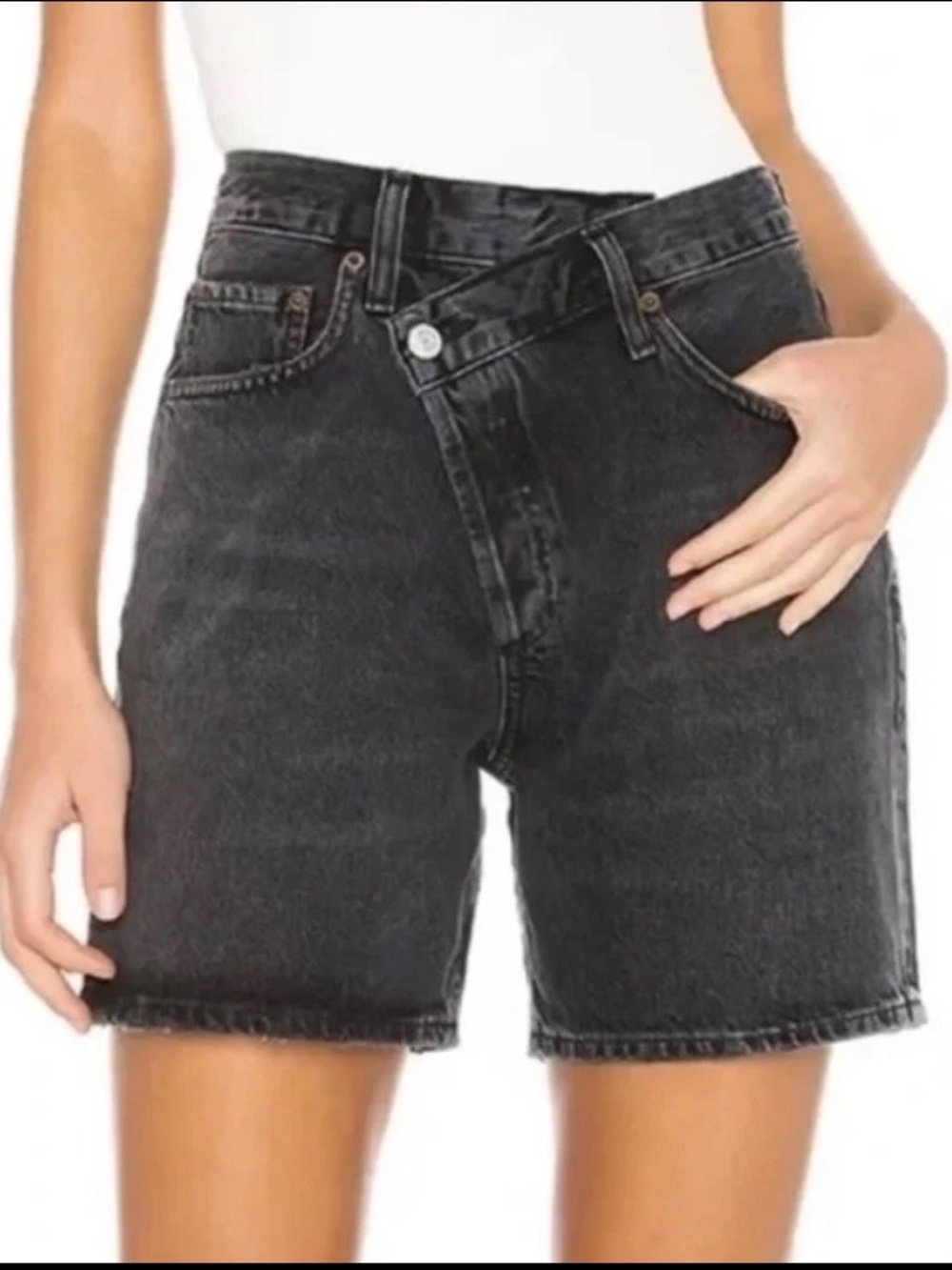 AGOLDE Criss Cross  Denim Shorts Size 25 Black